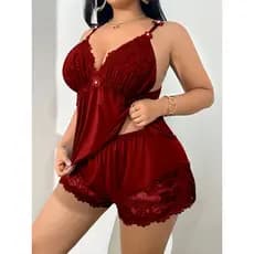 Conjunto de pijama de renda, estilo europeu e americano Plus Size.