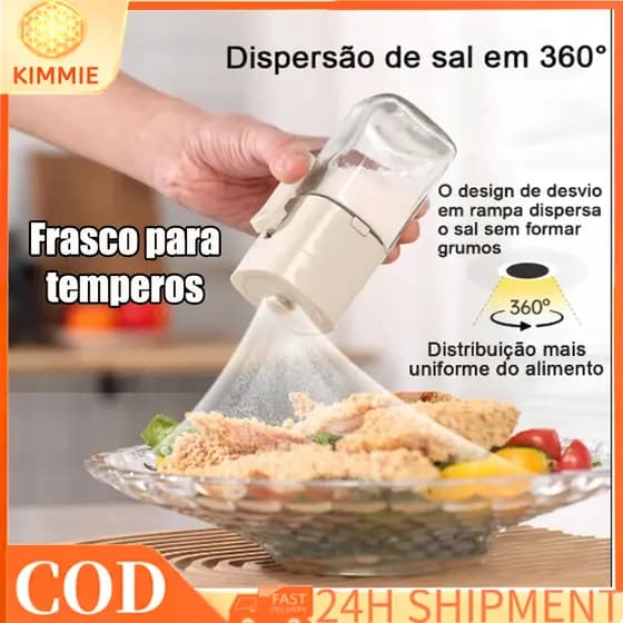 Pote de Tempero de Vidro para Cozinha - 180ml Quadrado (Secos) Frasco com Tampa Hermética