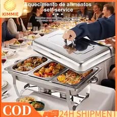 Aquecedor de pratos com aquecimento a álcool, design em aço inoxidável, ideal para banquetes, refeitórios e jantares