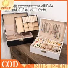 Caixa de Joias Dupla Face | Organizador de Acessórios | Estilo Coreano | Para Anéis, Colares Brincos