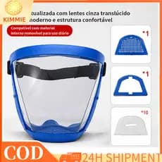 Óculos de Proteção Total Máscara Facial Azul Anti Poeira (Ciclismo) Lente Anti Embaçante Uso Laboral