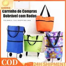 Carrinho de Compras para Supermercado Bolsa Dobrável com Rodas Ideal para Idosos Gestantes10 litros