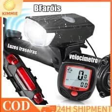 Farol de bicicleta, luz de longa distância superbrilhante com três intensidades e à prova d'água + luz traseira