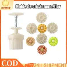 Molde de Metal para Bolo de Lua Manual com Carimbo Flor - Não é Silicone