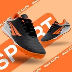 Chuteira Society Masculina Campo Sintético Reforçada Costurada Confortável Leve Durável 38-43