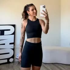 conjunto academia feminino Conjunto fitness short legging top academia embutido bermuda legging zero transparência