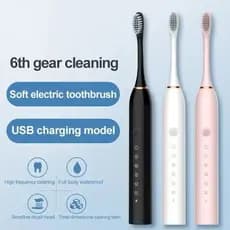 Escova Dental Elétrica Recarregável Sonic À Prova D'Água com 4 Cabeças de Substituição