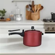Panela de Pressão 4,5 litros Fechamento Interno - Antiaderente - Preta e Cereja