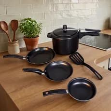 Kit 3 Frigideiras + Panela de Pressão 4,5 litros - Preto ou Cereja - Acompanha Brinde
