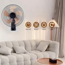 Ventilador de Parede 5 Pás Metálicas Silencioso com 3 Velocidades e Oscilação – 127V