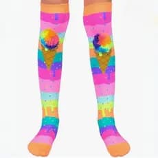 Meia Cano Alto Estampada Com Apliques Decorativos 3D Estilo Carnaval