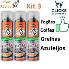Kit 3 Espuma Desengordurante Remove Gorduras Incrustadas Zip Clean 300ml Limpa AIR Fryer