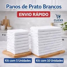 Pano De Prato Branco Pé De Galinha Kit Com 5/10 Peças