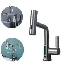 3 em 1 Estilo Cascata Moderno Visor Digital LED Informações de Temperatura Rotação 360° Torneira