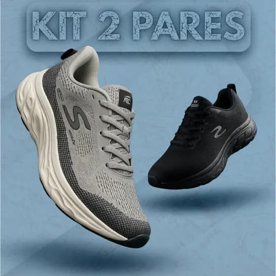 KIT 2 PARES Tênis Masculino Esportivo Corrida Caminhada Academia Leve Confortável Amortecedor Diário