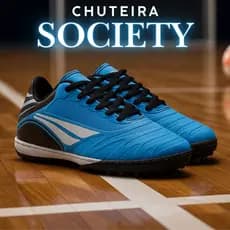 Chuteira Society Masculina Campo Sintético Reforçada Costurada Confortável Leve Durável 38-43