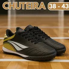 Chuteira Masculina Society Grama Sintética Costurada Reforçada Leve Confortável Alta Performance