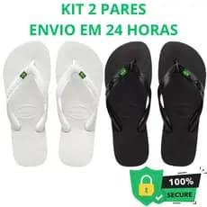 Kit Dois Pares Chinelo Masculino Feminino Da Bandeirinha Sandália De Dedo Bandeirinha