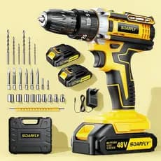 SOARFLY 48V Drill Driver with 2 Batteries and Case and Complete Accessories