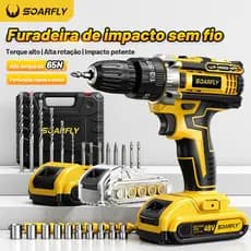 Parafusadeira Furadeira De Impacto 48v com Duas baterias recarregáveis