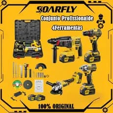 SOARFLY Brushless Kit 4 In 1 Tools Hammer Drill Grinder Sander Screwdriver Impact Wrench With 2 48v Batteries