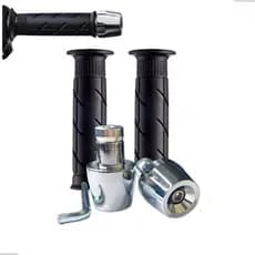 Kit Par Pesinhos Pesos Pcx Cromado Bucha Guidão Oco + Manoplas Titan Cargo Cg Fan Start 125 150 160