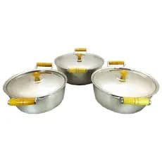 Jogo de Panela Aluminio Batido Fundido Conjunto Kit Grosso 3 Peças Pegador e tampa