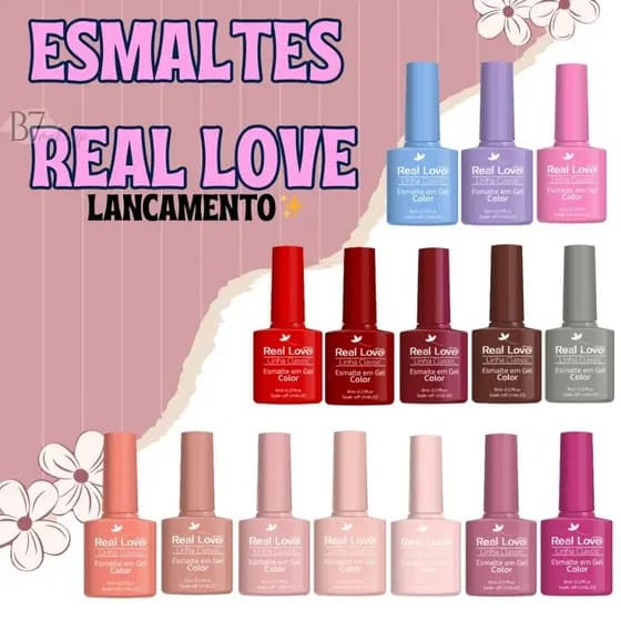 ESMALTE EM GEL REAL LOVE – KIT ESMALTACAO EM GEL COMPLETO - ESMALTACAO EM GEL LED UV - BRILHO INCRIVEL PARA SUAS UNHAS
