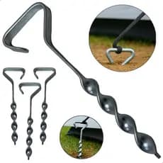 Kit 4 Estacas Âncoras Pino Haste Fixador Barraca Tenda Gazebo Redes Suporte Rosqueável Perfuração De Solo Fixação Cordas