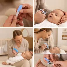 Kit Higiene Bebê 6 Peças Para Cuidados Escova Pente Cortador Tesoura Lixa Alicate Limpeza