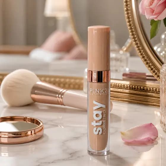 Corretivo Liquido Pink 21 Stay Alta Cobertura Longa Duração Uniformiza e Disfarça Imperfeições