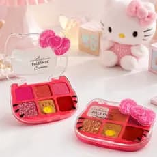 Paleta Maquiagem Infantil Hello Kitty YOYO Maquiamor 6 Cores Brilho Intenso Fácil de Aplicar