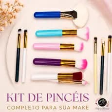 Pincel Maquiagem Profissional Colorido Macio para Base Blush Sombra e Contorno com 10
