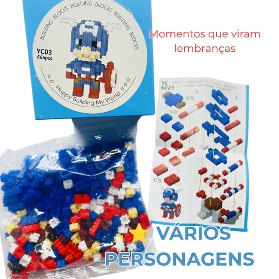 Blocos de montar infanti Mini Blocks Personagens Colecionáveis Blocos Nano Montagem Presente Infantil