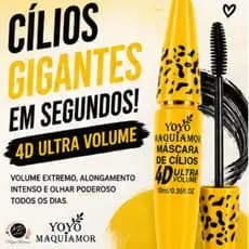 Máscara de Cílios 4D Yoyô Maquiamor Ultra Volume Alongamento Intenso Efeito Cílios Postiços