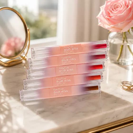Batom Matte e gloss lip tint Ruby Rose 2 em 1 Alta Pigmentação e Longa Duração