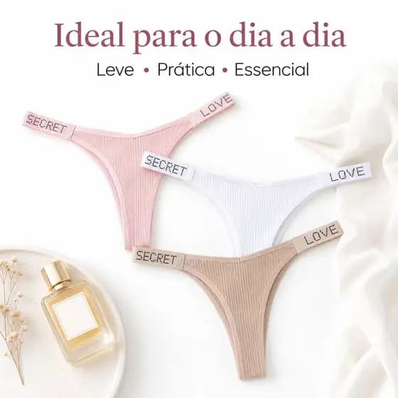 KiCalcinha Fio Dental Strass Love Secret Cores Variadas