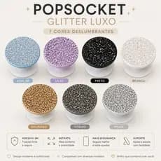 Popsocket Glitter Luxo 3M Para Celular | Suporte Adesivo Universal Retrátil