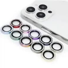 Kit Pelicula de Câmera Metal com Strass Brilho DE Iphone 11, 12, 13, 14, 15 Mini Plus Pro Max