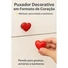 Puxador decorativo de coração Multiuso para Gaveta, Armário e Tampa do Vaso Sanitário