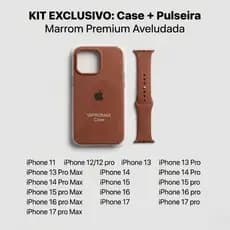 Kit capa case  Capinha iPhone 11 ao 17 Pro Max Silicone Case Marrom + Pulseira Silicone Apple Watch  todos os iPhone