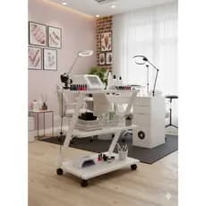 CARRINHO AUXLIAR PREMIUM DESIGN EM Z PARA SALOES DE BELEZA MANICURES TATUADORES 100% AÇO REFORÇADO