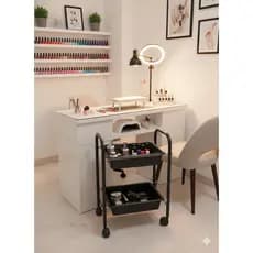 CARRINHO SUPER PREMIUM PARA MANICURE AUXULIAR DE ESMALTES EM DUAS CORES BRANCO E PRETO