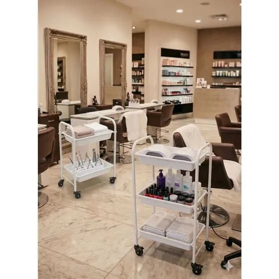 KIT COM CARRINHO 03 BANDEJAS GRANDE E CARRINHO MANICURE ESTETICISTAS TATUADORES SALOES DE BELEZA
