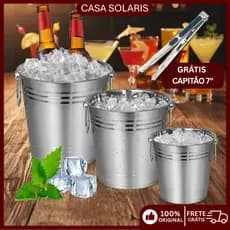 3 Kit Balde De Gelo Inox Balde De Gelo 1/3/6 Litros Ideal Para Resfriar Cervejas Uísque E Champanhe Em Festas