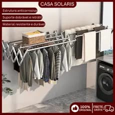 Varal Sanfonado Alumínio Retrátil Para Guardar Roupas E Arejar Roupa De Cama 100/150/200cm