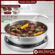 Panela Redonda de Aço Inoxidável com Alças Laterais Durável e Versátil para Cozinhar Durável
