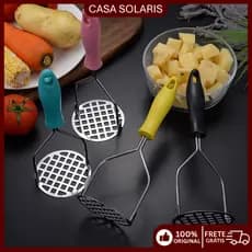 Amassador de Batata Inox com Cabo Colorido Prensa Hambúrguer Manual Utensílio Cozinha Food Grade