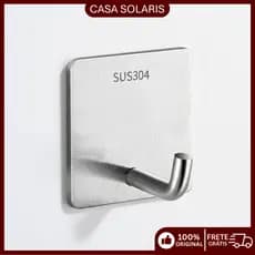 Gancho Adesivo em Aço Inox Sem Furo Suporte Parede Forte Cozinha Banheiro - Suporta 8kg