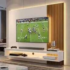 Painel Cissa Tv Até 50" Nicho Decorativo Prateleira Inferior Suspenso Parede Quarto Sala Estar - CASA VERNISSE